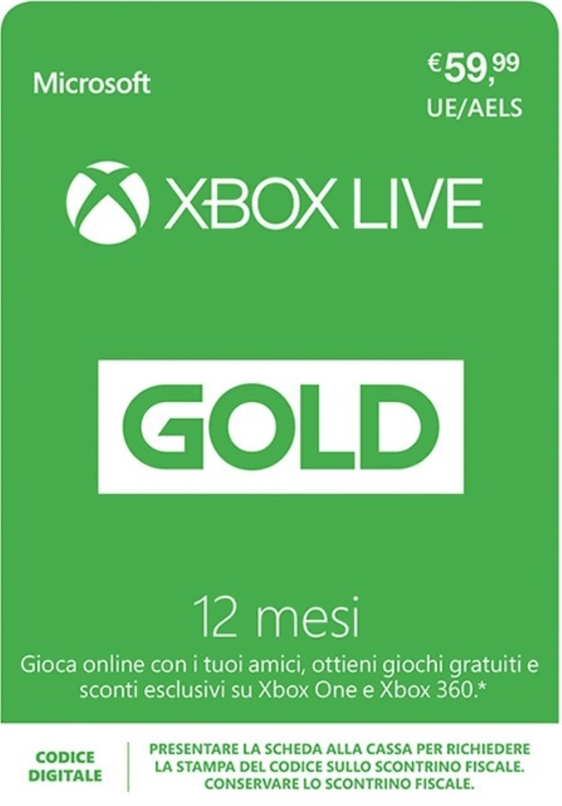 MICROSOFT Xbox Live Gold abbonamento 12 mesi